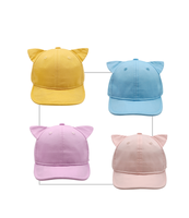 Bebé personalizar 100% algodón colorido en blanco niños gorras de béisbol sombreros de ala curva con orejeras para niños pequeños al aire libre