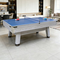 Table de jeu multifonction 3 en 1, table de billard / table de ping-pong / table à manger combinée, plateau en ardoise, structure en bois massif