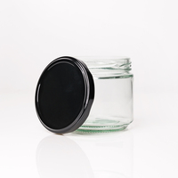 Pot en verre rond de vente chaude de 400ml avec couvercle en métal pour le cornichon de confiture de miel de sauce
