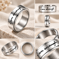 Bague tournante personnalisée JLM en acier inoxydable, gravée « I Am Enough », anti-anxiété, pour femmes et hommes, cadeau bijou