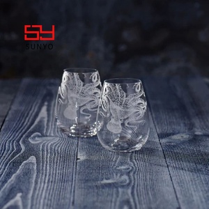 <span class=keywords><strong>Verre</strong></span> à vin blanc sans pied personnalisé fait main en cristal sans plomb de haute qualité, ultra fin, givré, avec impression intégrale du logo - Product Image 2