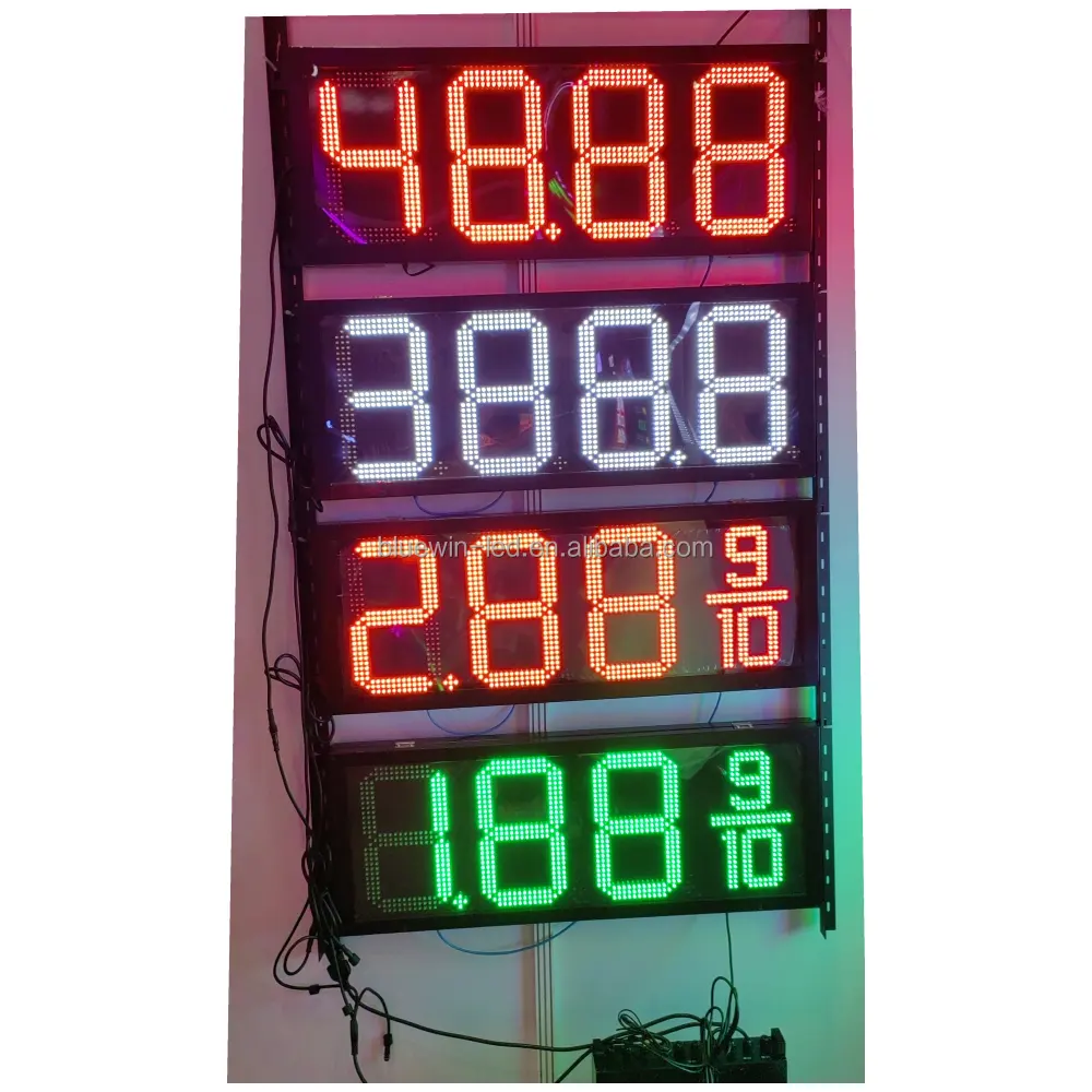 Jaune/rouge/vert/blanc LED numérique prix du gaz changement LED prix signe