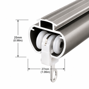 Rail de rideau double mural, tringle à rideau romaine, rail en aluminium robuste et silencieux, rail de rideau coulissant - Product Image 5