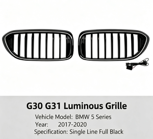 Parrilla Delantera Negra AURON Estilo Riñón de Doble Listón ABS para BMW Serie 5 G30 G38 2017-2020 Pre-LCI, Parrilla de Modificación con LED - Product Image 2