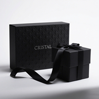 Caja de Regalo de Papel Personalizada de Lujo, Biodegradable, Ecológica, Plegable, Magnética, Negra, para Perfumes, Cosméticos, Arte, Ropa