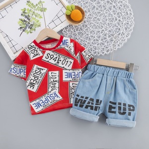 Conjuntos de Ropa para Niños al por Mayor de Alta Calidad y Estilo Moderno, Camiseta Urbana y Pantalones Vaqueros para Niños - Product Image 1