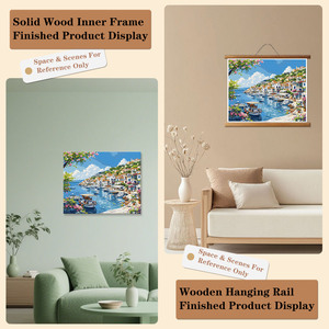 Peinture par numéros, paysage de ville en bord de mer méditerranéenne, peinture à l'huile DIY, décoration murale, disponible sans cadre ou avec cadre, 40*50cm - Product Image 2