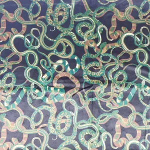 Fashion Holland Velvet Paper Print Snake Design Velour Polyester Fabric For Casual Suits And Jackets