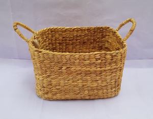 Custom Shape Water Hyacinth Storage <b>Basket</b> OEM ODM Handmade Natural <b>Woven</b> <b>Basket</b> with or without Handle for Home Organization - Product Image 2