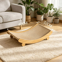 Lit de repos et griffoir pour chat naturel, en MDF, durable, anti-déchirure, antibactérien, avec griffoir incurvé, mobilier pour animaux de compagnie