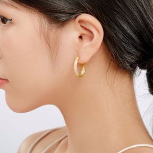 Dylam 18K Gold <b>Hoop</b> Stud Earrings Women Girls Diamond 925 Sterling <b>Silver</b> Big 5A CZ Cubic Zirconia Large <b>Hoop</b> Earrings - Product Image 5