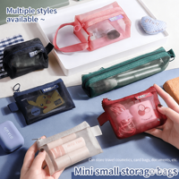 Pochette à fermeture éclair en maille style tendance, étanche et résistante à l'humidité, semi-transparente, durable, pour stylos et crayons