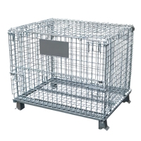 Conteneurs en treillis métallique galvanisé pliables, boîte de rangement en acier robuste, palette pour le transport de marchandises, équipement de stockage en entrepôt