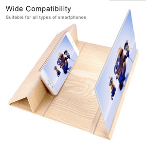 2024 livraison directe 12 pouces bureau pliant HD <span class=keywords><strong>support</strong></span> vidéo <span class=keywords><strong>support</strong></span> de téléphone <span class=keywords><strong>support</strong></span> en bois 3D loupe <span class=keywords><strong>d</strong></span>'<span class=keywords><strong>écran</strong></span> de téléphone portable - Product Image 3