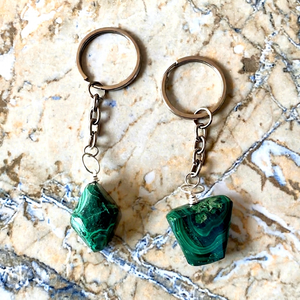 Irregular Cut Malachite Resin Zinc Alloy Chain Simple Style Durable Healing Promotion Carabiner Keychain - Product Image 1