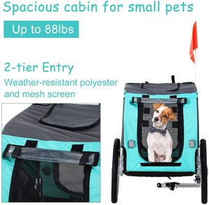 Remorque de vélo pour animaux de compagnie Pet Cart <span class=keywords><strong>Bicycle</strong></span> Wagon Cargo Carrier Attachement pour voyage avec de grandes roues pour tout-terrain et écran en maille - Product Image 6