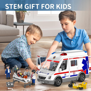 Ensemble de jouets de simulation de camion <span class=keywords><strong>ambulance</strong></span> électrique pour enfants, à propulsion inertielle, avec lumières et sons, pour jeu de rôle de médecin amusant - Product Image 2
