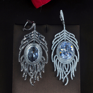 HIBRIDE bellissimo grande cristallo cubico zircone rotondo taglio sposa orecchini pendenti orecchini pendenti Pendientes mujer <span class=keywords><strong>moda</strong></span> E-718 - Product Image 2