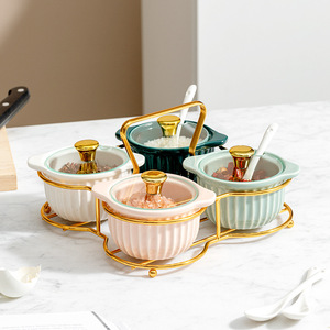 Accesorios de cocina de diseño de lujo, olla de condimentos de cerámica, Serie de almacenamiento para sal, pimienta, especias, tarro de azúcar - Product Image 2