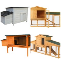 Chenil en bois pour chien Backyard Puppy Hut Abri intérieur pour animaux avec échelle et balcon