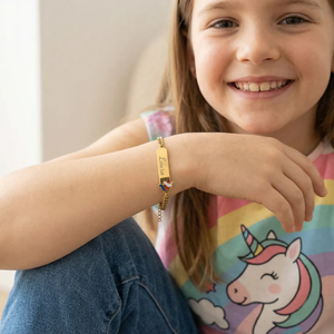 Braccialetto Personalizzato in Acciaio Inox Jietao per Bambini con Incisione del Nome, Charm Smaltati a Forma di Unicorno, Cuore, Pallone da Calcio, Regalo di Compleanno per Ragazzi e Ragazze - Product Image 2