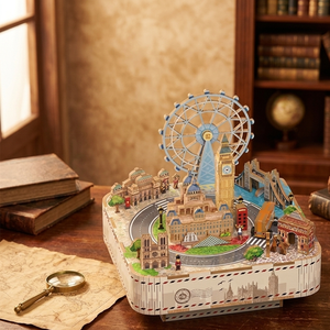 Caja de Música Educativa de Madera DIY con Diseño de Londres, Rompecabezas 3D de Rueda de la Fortuna, Big Ben, Puente de la Torre, Escena Giratoria, Corte Láser, Regalo Coleccionable - Product Image 6