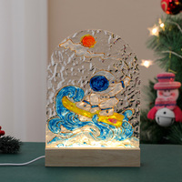 Lampe en acrylique DIY faite à la main, base en bois personnalisée, design de fleur 3D en forme de tulipe, source de lumière LED pour la décoration d'ambiance de table
