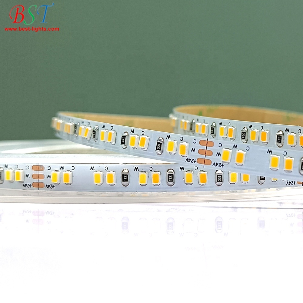 DC24V LED strip ultra-narrow 5mm PCB 240 LEDs/M 2216 bi-color LED strip CRI90 3000K + 5000K daylight white