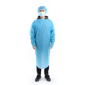 Disposable CPE Plastic isolation Gown Waterproof Plastic Disposable CPE Apron Protective Isolation Gown with Sleeves