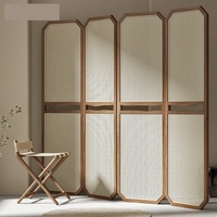 Paravents en rotin, séparateurs de pièce, séparation pour la maison, le bureau, la chambre à coucher, bois, 4 panneaux, paravents Byobu, séparateurs de pièce pour la salle de bain