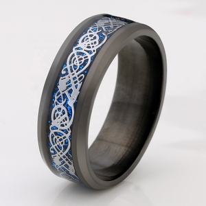 Bague en carbure de tungstène pour hommes, 8mm, incrustation de Dragon <span class=keywords><strong>celtique</strong></span> or, confortable, bracelet de mariage - Product Image 4