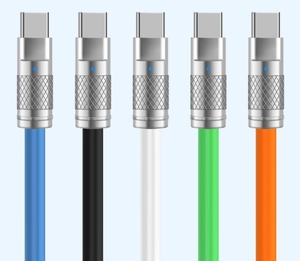 Vente en gros 1m 2m silicone souple <span class=keywords><strong>Type</strong></span> <span class=keywords><strong>usb</strong></span> <span class=keywords><strong>c</strong></span> mâle vers <span class=keywords><strong>usb</strong></span> <span class=keywords><strong>c</strong></span> <span class=keywords><strong>c</strong></span>âble mâle avec indicateur LED connecteur en alliage de Zinc 60W 480Mbps - Product Image 2