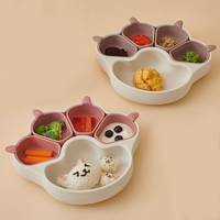 Assiette à ventouse en silicone de qualité alimentaire pour enfants, motif patte d'ours, anti-fuite, sans BPA, réutilisable, pour l'alimentation des tout-petits