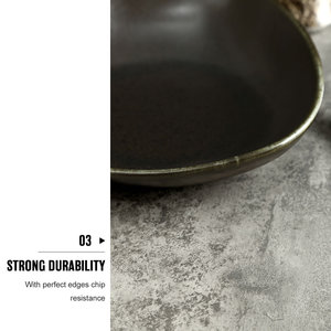Juego de platos modernos de cerámica para sopa y fruta, platos de cena de porcelana, color negro mate - Product Image 5