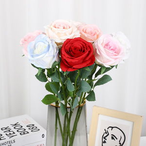 Panbu <b>Artificial</b> Rose Single <b>Stem</b> Medium Size High Simulation Wedding Home Decoration Flower Arrangement Props - Product Image 3