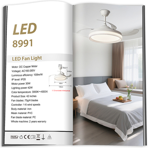 42 "hiện đại LED quạt trần ánh sáng với <span class=keywords><strong>Dimmable</strong></span> Nhiệt độ màu 6-tốc độ im lặng DC động cơ điều khiển từ xa thiết kế màu trắng - Product Image 6