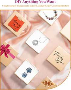 Großhandel 3,5x3,5x1 Zoll Kraft karton Schmucks cha tullen mit Prägung Kleine Geschenk verpackung Fall für Halsketten Armbänder - Product Image 4