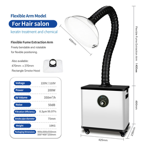 Extracteur de fumée chimique et de vapeur de kératine portable pour salon de coiffure avec filtre HEPA et débit d'air de 350 m³/h - Product Image 4