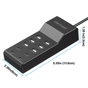 Cargador VINISEM <span class=keywords><strong>de</strong></span> 10 Puertos USB Tipo-C para Oficina, Portátil y Teléfono Inteligente, 6 Puertos USB + 4 Puertos Tipo-C, Negro, Enchufe Estadounidense/Británico/Europeo, para Uso en el Hogar y Viajes - Product Image 6