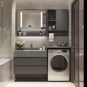 Mueble de Baño Integrado con Lavabo Verde sin Juntas y Placa de <span class=keywords><strong>Roca</strong></span> para Lavado de Manos y Cara, con Lavadora Integrada - Product Image 2