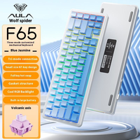 Clavier mécanique sans fil Aula F65 65% tri-mode, 67 touches, échangeables à chaud, avec joint, clavier de jeu RGB personnalisé