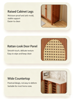 Honvidora Meuble à chaussures en bambou, meuble de rangement multi-niveaux grande capacité, trois portes, style luxe léger, mobilier moderne pour la maison et l'hôtel