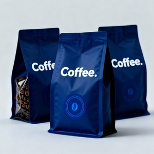 Bolsas de Café Personalizadas de Plástico Resistente con Fondo Plano Negro, Tamaño Personalizado con Bolsas con Válvula para Café y Té - Product Image 1
