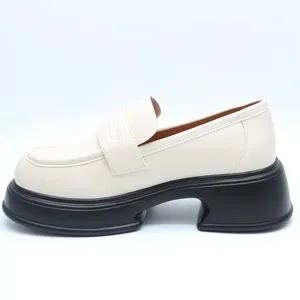 2023 nouveaux talons épais pour femmes dames françaises chaussures compensées plate-forme all-match petites chaussures en cuir - Product Image 1
