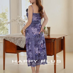 เดรสยาวสายเดี่ยวลายดอกไม้สีม่วง รุ่น Runqi Wisteria Dream คอวัว แต่งผ้าลูกไม้รัดเอว สำหรับออกงานกลางคืน ผู้หญิง - Product Image 4
