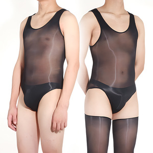 Men's Ultra Thin Nylon Transparent Bodysuit 8D Solid Color Stage Dance Performance Wear With Buttock Lift Feature - Product Image 1
