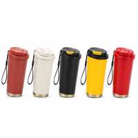 Tasse à café isotherme en acier inoxydable 316 de 500 ml à double paroi avec couvercle à poussoir et paille, personnalisable avec logo, anti-chute, pour le voyage