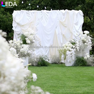 Cortina de Satén Blanca Plisada Cuadrada de Tamaño Personalizado para Decoración de Bodas LEDA, Fondo para Eventos - Product Image 2