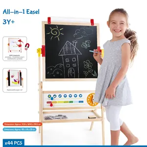 Double-sided Sketchpad Christmas Best Toy Gift Height Magnetic Wooden Art Easel Kids Drawing Board For Painting two side