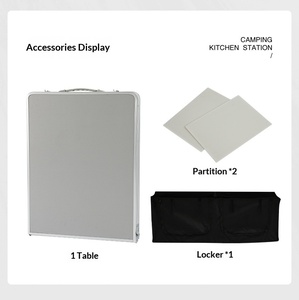 <span class=keywords><strong>Table</strong></span> de camping extérieure - Station de cuisine multifonctionnelle avec rangement pour le camping familial et les fêtes - Product Image 4